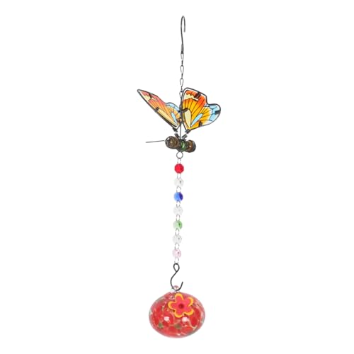 ifundom Feeder Hanging Decoration hängend groß -Accessoire -Futterspender für den Garten Kleiner Vogelhäuschen Garten vogelhäuschen Vogelfutterstation Glas Bunt von ifundom