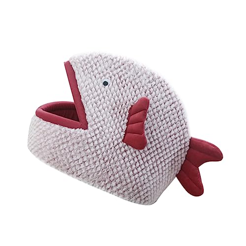 ifundom Fischförmiges Halbgeschlossenes Katzenbett aus Robustem Material Kratzfestes Haustiernest für Kleine Hunde und Katzen Gemütliches Innenbett mit Privatem Zufällige Zufällige Farbe von ifundom