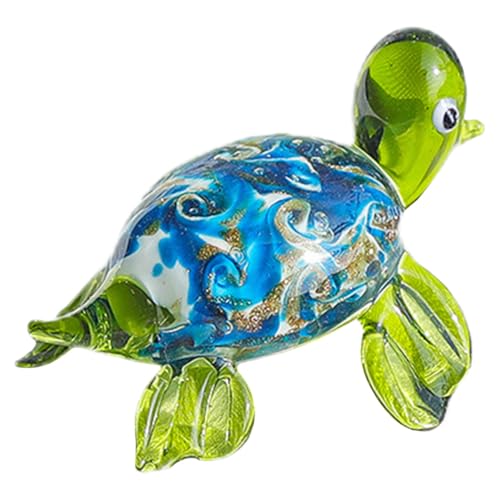 ifundom Glas-Meeresschildkröten-Figuren Miniatur-Glasschildkröten-Statue Mundgeblasene Glas-Tierstatuen Tisch-Glasschildkröte Briefbeschwerer Meerestiere-Sammlung Aquarium-Dekoration Grün von ifundom