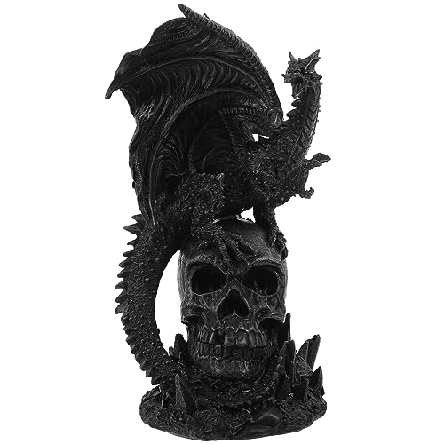 ifundom Skelett Kämpfender Drache Schädel-Statue-dekor Drachenverzierung -drachenfigur Gotisches Drachenornament Kampfdrachenstatue Drachendekor Für Zu Hause Tier Harz Halloween Büro von ifundom