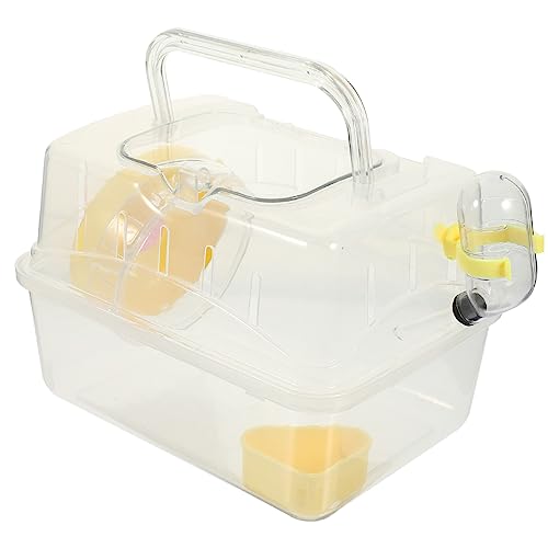 ifundom Hamster Transportkäfig mit Dach Atmungsaktiv Tragbar für Outdoor Reisen Camping Geeignet für Hamster Chinchilla Meerschweinchen und Kleine Haustiere Gelb von ifundom
