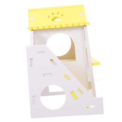 ifundom Hamsterversteck Haus aus PVC Kleintiervilla Schlafnest Käfigzubehör für Zwerghamster mit Gemütlichem Sicherem Rückzugsort und Aktivitätsfreundlichem Design in Gelb von ifundom