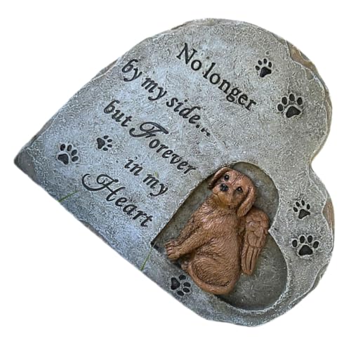 ifundom Herzförmiger Hund Gedenkstein aus Hochwertigem Harz Langlebige Haustier Gedenkstatue für Garten und Außenbereich Tröstendes Andenken an Verstorbenen Hund für Trauernde von ifundom