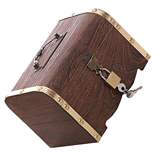 ifundom Holz Spardose Mit Schloss Vintage Schatztruhe Für Robuste Aufbewahrungsbox Aus Holz Für Münzen Und Wertvolle Gegenstände Als Zur Geburt Oder Geburtstag von ifundom