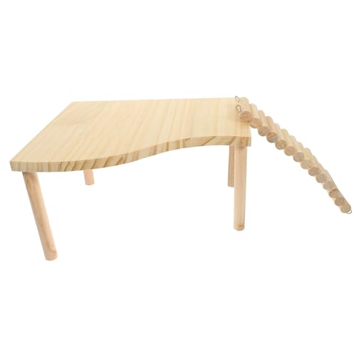 ifundom Holzplattform mit Leiter für Hamster und Kleine Nager Robustes Verschleißfestes Kletterspielzeug Multifunktionale Haustier spielbrücke für Käfig Fördert Bewegung und Gleichgewicht von ifundom