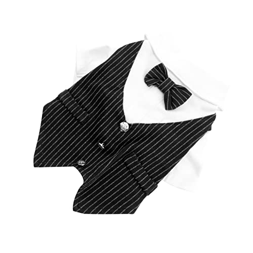 ifundom Hundekostüm Gestreifter Gentleman Anzug für Kleine Hunde Komfortabler Polyester Pet Suit Hunde Kostüm für Hochzeit Fasching Fotoshooting ifundom Hundekostüm Gestreifter Gentleman Anzug für Kleine Hunde Komfortabler Polyester Pet Suit Hunde Kostüm für Hochzeit Fasching Fotoshooting von ifundom