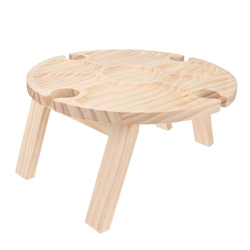 ifundom Klappbarer Runder Holztisch Weinflaschenhalter Tragbarer Picknicktisch für Camping Strand Garten und Outdoor Weinfeste und Leicht zu Transportieren ifundom Klappbarer Runder Holztisch Weinflaschenhalter Tragbarer Picknicktisch für Camping Strand Garten und Outdoor Weinfeste und Leicht zu Transportieren von ifundom