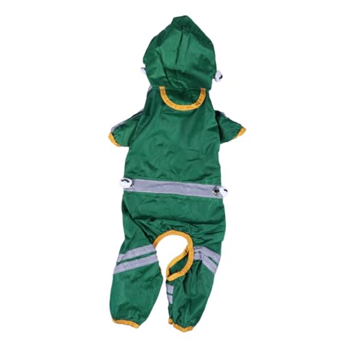 ifundom Kleiner Hunderegenmantel mit Kapuze Reflektierend Elastischer Saum für Welpen und Kleine Hunde Pomeranian S Dunkelgrün PVC Einlagig Bequem und Sicher bei Regen von ifundom