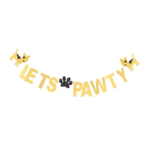 ifundom Lets Pawty Banner mit Pfotenabdruck-Welpengirlande Banner für Welpen, Haustier, Hund, Geburtstagsparty, Dekoration von ifundom