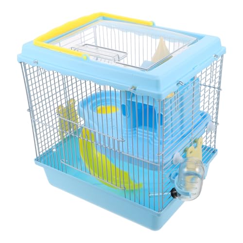ifundom Luxuriöser Hamsterkäfig Schloss-Design mit Wasserspender Futternapf Rutsche Laufrad Tragbarer Kleintierkäfig für Zwerghamster und Mäuse Mehrstöckiges Reiseset für Nager von ifundom