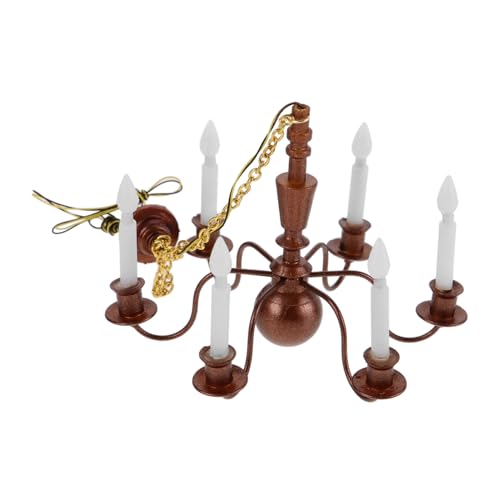 ifundom Miniatur Deckenlampe für Puppenhaus Imitation Hängelampe Köpfe Metall Weißlicht DIY Beleuchtung für Miniaturmodelle und Puppenzubehör von ifundom