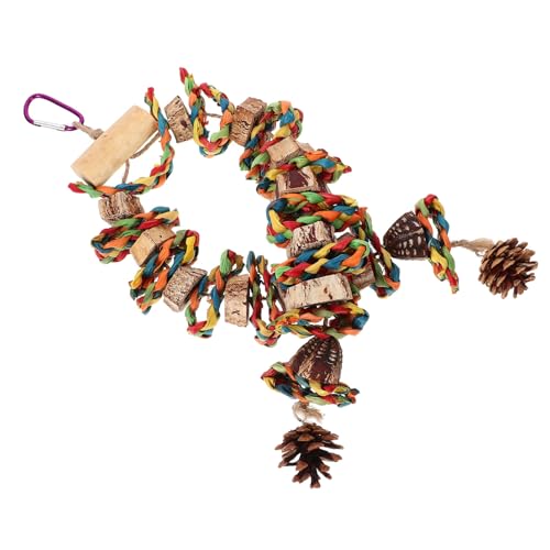 ifundom Papageien Kauspielzeug aus Holz Bissfestes Hängendes Vogelspielzeug für Wellensittiche und Haustierkäfig Zubehör Buntes Kau Beschäftigungsspielzeug Bewegung und Gesundheit von ifundom