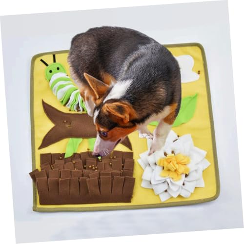 ifundom Puppy Schnüffelmatte aus Verschleißfestem Material rutschfeste Futterversteck Matte zur Beschäftigung und Futterverlangsamung Beißfestes in Leuchtendem Gelb von ifundom