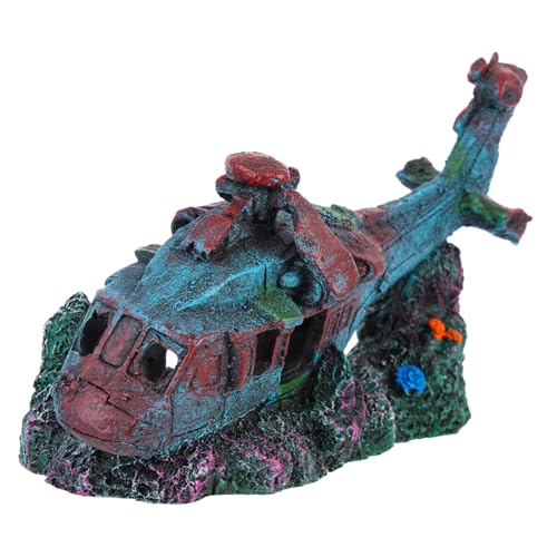ifundom Resin Aquarium Fighter Wreckage Dekoration Fischversteck Langlebig Fischfreundlich Aquarium Landschaftsornament für Teich und Fischbecken von ifundom