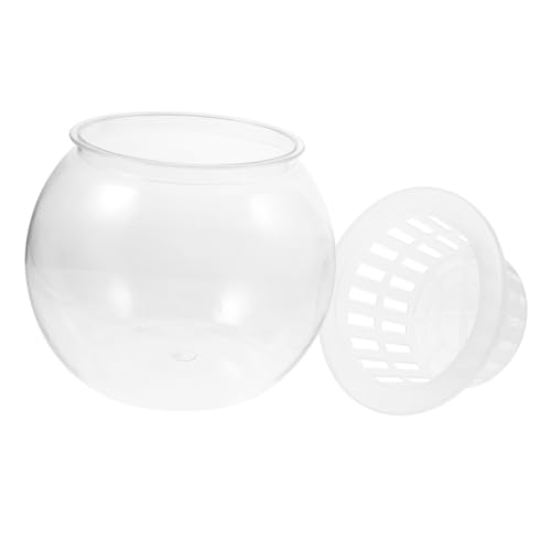 ifundom Runder Transparenter Fischtank für Schreibtisch Kleiner Aquarienbehälter aus Bruchsicherem Kunststoff für Pflanzenvase Langlebig und Platzsparend von ifundom