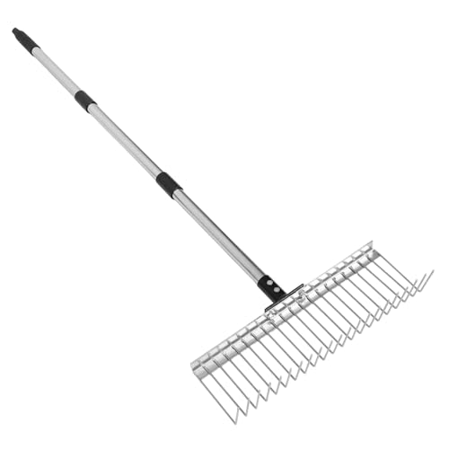ifundom Verstellbarer Gartenrechen mit Edelstahlgriff Robuster Metallrechen zum Lockern von Boden Sammeln von Blättern und Nivellieren von Rasenflächen Vielseitiges Gartengerät für von ifundom