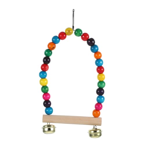 ifundom Vogelspielzeug Holz Schaukel mit Glocke Bunt Kauspielzeug Sitzstange Stand Vogelkäfig Zubehör für Wellensittiche Papageien Kleinvögel ifundom Vogelspielzeug Holz Schaukel mit Glocke Bunt Kauspielzeug Sitzstange Stand Vogelkäfig Zubehör für Wellensittiche Papageien Kleinvögel von ifundom