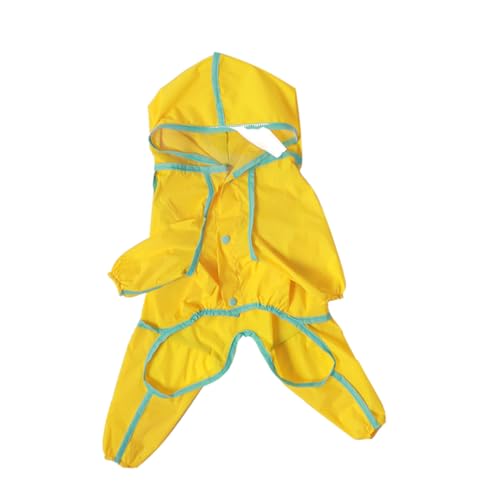 ifundom Wasserdichter Hunderegenmantel mit Taschen Gelber Langlebiger Regenschutz für Kleine und Mittelgroße Hunde Winddicht Leicht Verstaubar Schützt vor Regen von ifundom