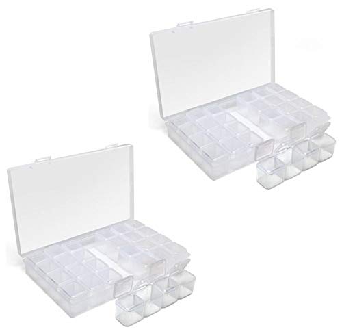 iGadgitz Home U7113 Diamond Painting Box (28 Töpfe) Stickarbeit Diamond Painting Zubehör box Perlen -Transparent -2 Schachteln von igadgitz home