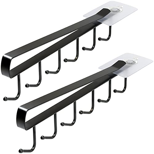 iGadgitz Home U7165 Metall Hakengestell Tassen (2er Set), Unter Regal Tassen Aufhängen, Schrankeinsatz Tassenhalter mit selbstklebendem Fixierpad -Schwarz von igadgitz home