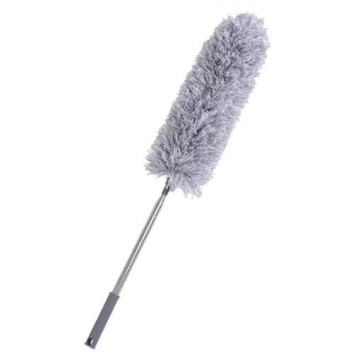 igadgitz home U7246 Mikrofaser Staubwedel Teleskop 245 cm Spinnenwebenentferner Ausziehbar, Staubwischer Teleskop mit biegbarem Kopf - Grau von igadgitz home