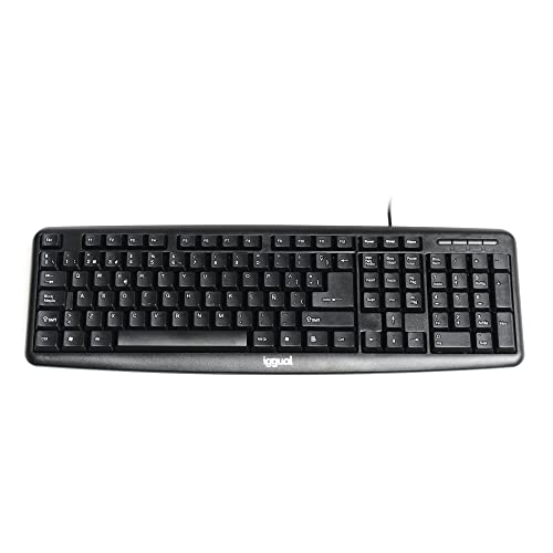 iggual - CK-Basic-120T kabelgebundene Tastatur | Computertastatur der Basic-Serie – USB-Anschluss der Tastatur – kompatibel mit Windows, macOS, Linux – Laptop – Farbe Schwarz von iggual