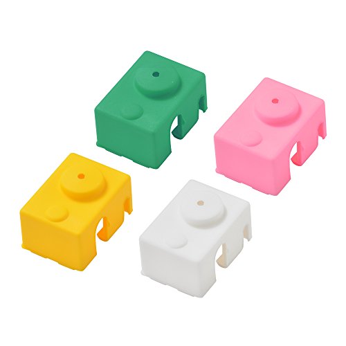 igo3D 4Pcs Heated Block Cover Silicone Insulation Sock Case Part Pink/Yellow/Green/White for E3D-V6 Hotend Maintenance von igo3D