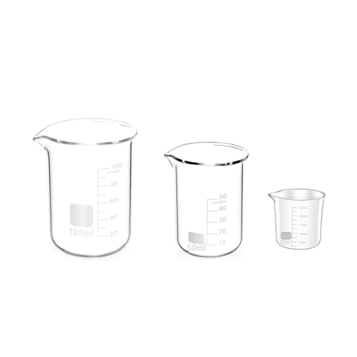 3stk Abgestufter Messbecher Glas Becherglas 25ml 50ml 100ml Set für Labor Küche von iguTrail