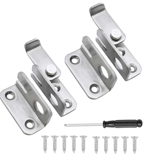 Edelstahl Riegelschloss Set, 2 Stück, Klein, für Türen und Schränke, mit Schrauben und Schraubendreher, 45mm x 21mm von iguTrail