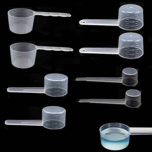 Messlöffel Set 8 Stück, Dosierlöffel mit Skala 5-50ml, Transparent Kunststoff, für Küche, Backen, Waschpulver von iguTrail