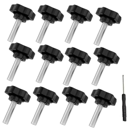 Rändelschrauben Set, M6*25mm, 12 Stück, Sterngriff Schrauben mit Flügelmutter, Schwarz von iguTrail