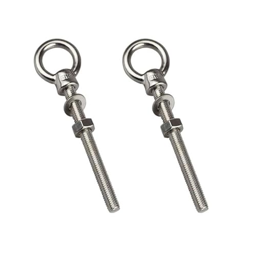 Ringschrauben Lang M10 x 120mm, 2 Stück Augenschraube mit Unterlegscheiben und Sechskantmuttern, Ringschraube Augbolzen für Befestigens und Aufhängung von iguTrail