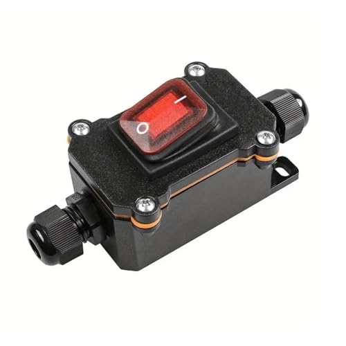 IP65 wasserdichter Inline-Kabelschalter mit roter Kontrollleuchte, 220V 30A, DPST-Wippschalter, Dual-Positions Ein/Aus Wippschalter von iguTrail