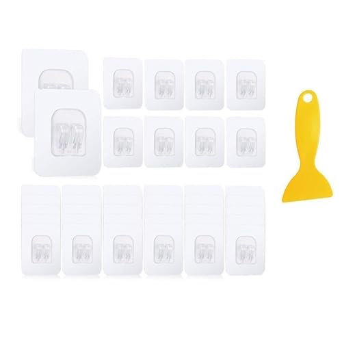 iguTrail 40 Stück Selbstklebende Haken Transparent,6x 6cm klebehaken Transparent Ohne Bohren Heavy Duty 10kg (Max) für Küche Badezimmer Wand Büro von iguTrail