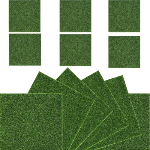 12 Stück Kunstrasen Miniaturgarten, 15x15cm Kunstrasen zum Basteln, Kunstrasen Wichtel, Miniatur Rasen Dekoration, Miniaturgarten Rasen, Kunstrasen Klein zum Basteln, für DIY, Miniatur Garten Deko von iguTrail