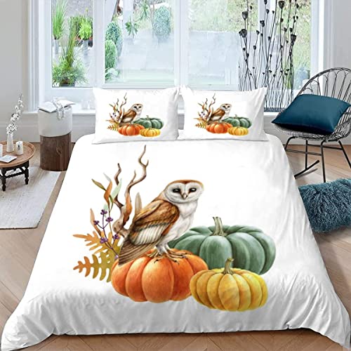 Bettwäsche 135x200 Kürbis Herbst, 3D Kürbis Herbst Bettwäsche-Sets Winter Weich Kuschelige Mikrofaser Bettwaren 1 x Bettbezug mit 2 x Kissenbezug 80x80 cm mit Reißveschluss von igyhuij