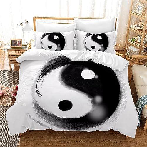 igyhuij Bettwäsche 135x200 Yin Und Yang, 3D Bettwäsche-Sets Winter Weich Mikrofaser Bettwaren Yin Und Yang Bettbezug mit 2 x Kissenbezug 80x80 cm 3er Bettzeug Set von igyhuij