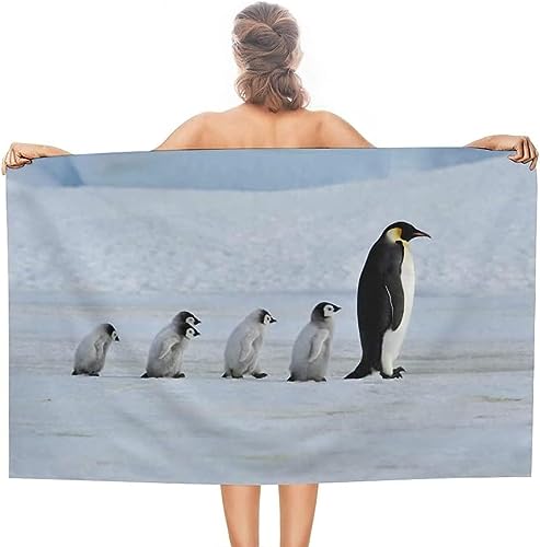 igyhuij Pinguin Strandtuch 80x160 cm, Weich Schnell Trocknen Microfaser Handtücher, 3D Strandhandtuch Pinguin Badetuch Strandlaken Handtuch, Herren Frauen Badetücher von igyhuij