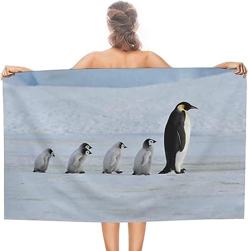 igyhuij Pinguin Strandtuch 90x180 cm, Weich Schnell Trocknen Microfaser Handtücher, 3D Strandhandtuch Pinguin Badetuch Strandlaken Handtuch, Herren Frauen Badetücher von igyhuij