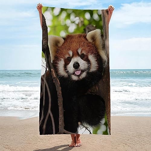 igyhuij Roter Panda Strandtuch 80x160 cm, Weich Schnell Trocknen Microfaser Handtücher, 3D Strandhandtuch Roter Panda Badetuch Strandlaken Handtuch, Herren Frauen Badetücher von igyhuij