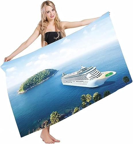 igyhuij Schiff Mit Meerblick Strandtuch Kinder 70x150 cm, Weich Schnell Trocknen Microfaser Handtücher, 3D Strandhandtuch Schiff Mit Meerblick Badetuch Strandlaken Handtuch, Herren Frauen Badetücher von igyhuij