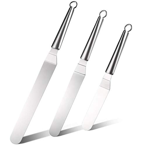 iheyfill Winkelpalette Edelstahl Set - 3 Stück Winkelpaletten Streichpaletten , Kuchenmesser & Tortenmesser, Icing Spatula Set für Fondant und Torte Kuchen Dekorieren von iheyfill