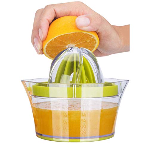 iheyfill Zitronenpresse 4 in 1 Orangenpresse Zitruspresse mit Behälter 400ml, Manuelle Saftpresse Limettenpresse Fruchtpresse,Saftpresse Limette Zitrusfrucht Handpresse von iheyfill