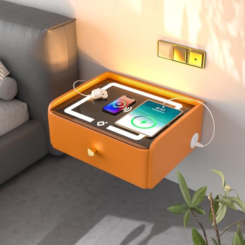ihomemore Nachttisch Mit Ladefunktion Nachttisch Hängend Schlafmöglichkeiten Für Junge Leute Orange von ihomemore