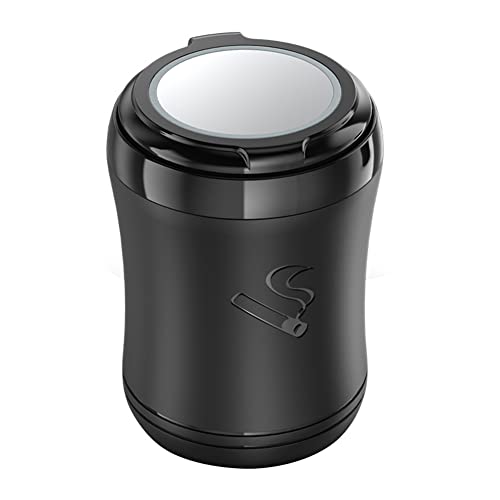 Ihreesy Auto Aschenbecher mit Blau LED, 5V / 1A USB Wiederaufladbarer Mini Tragbarer Aschenbecher Halter mit Abdeckung für Zuhause, Lang Reguläre von ihreesy