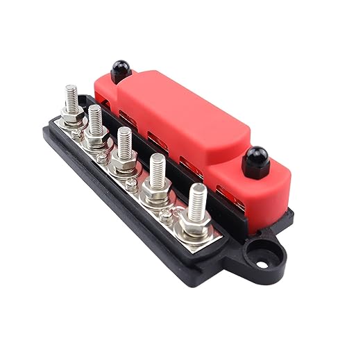 ihreesy 12V-48V DC Klemmenblock Sammelschiene 300A BusBar Box, Sammelschiene Bus Bar Box Stromverteilungsblock Erdungsstrom Batterieklemmen Verteilerblock mit 5 X M8 Bolzen Anschluss von ihreesy