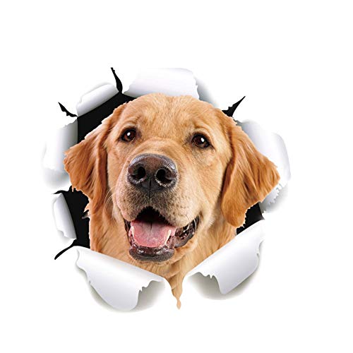 ihreesy 3D Hund Autoaufkleber,Golden Retriever Hundeaufkleber 3D Hund Wandaufkleber PVC Simulation Lustige Aufkleber Motorrad Dekoration Auto Aufkleber von ihreesy