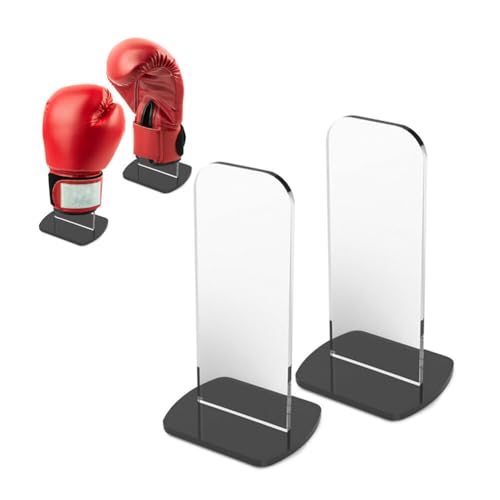 ihreesy Boxhandschuhhalter Boxhandschuhe Display Ständer, 2 Stück Acryl Boxhandschuh Präsentationsständer Vertikaler Display Stand Sporthandschuhhalter Ausstellungsständer,Schwarz von ihreesy