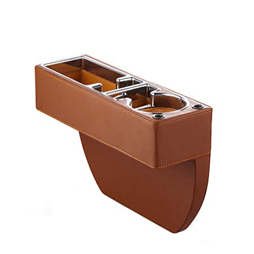 ihreesy PU-Leder Autositz Lückenfüller, Universelle Autositz Organizer Multifunktional Auto Getränkehalter Aufbewahrungsbox Konsole Seitentasche Auto Organizer für Handy Sonnenbrillen,Beige von ihreesy
