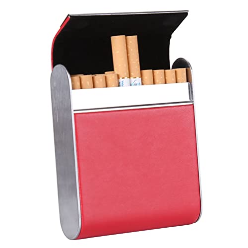 ihreesy Zigarettenetui, Elegant Zigarettenschachtel PU Leder Zigarettenhülle Zigarettenkasten Zigarettenbox Zigarettencase mit Magnetische Klappverschluss für 20 Zigaretten,Rot von ihreesy